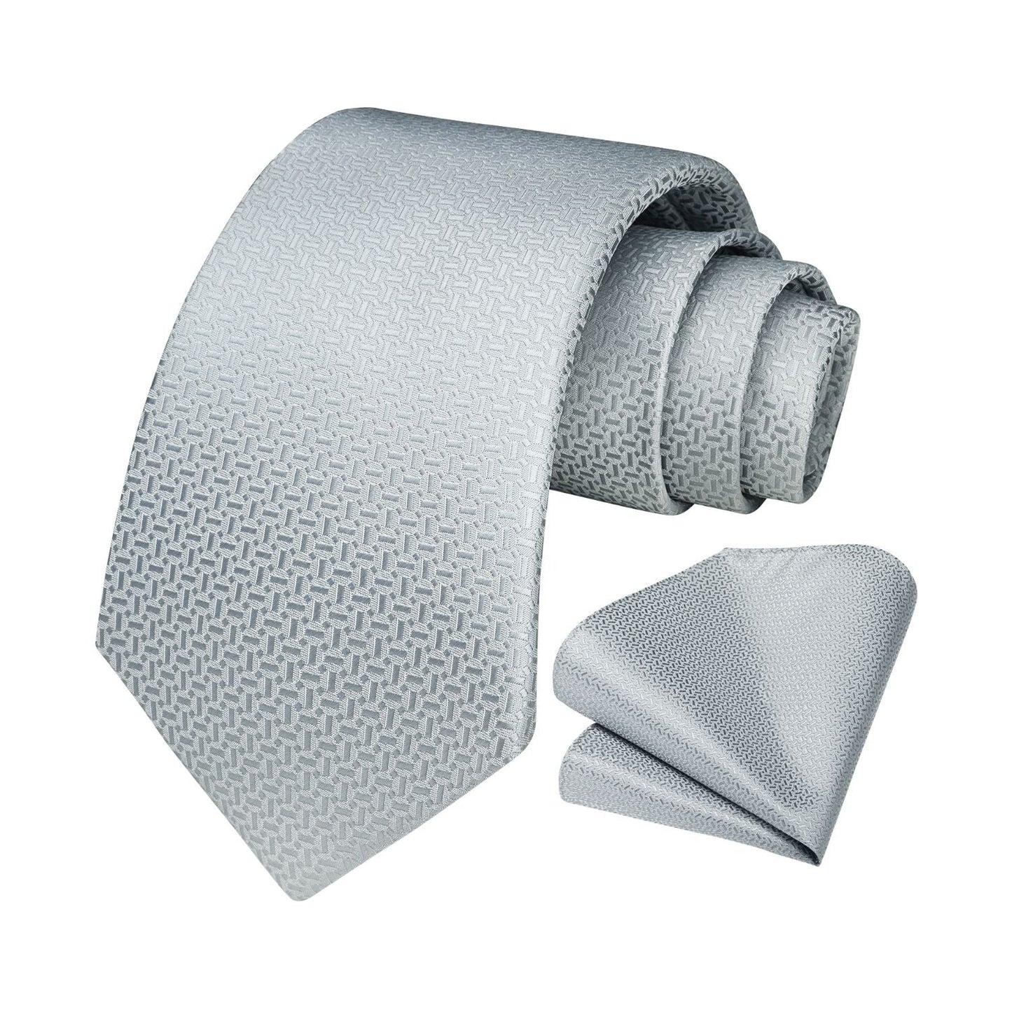 Hisdern Grey Houndstooth Wedding Tie Set