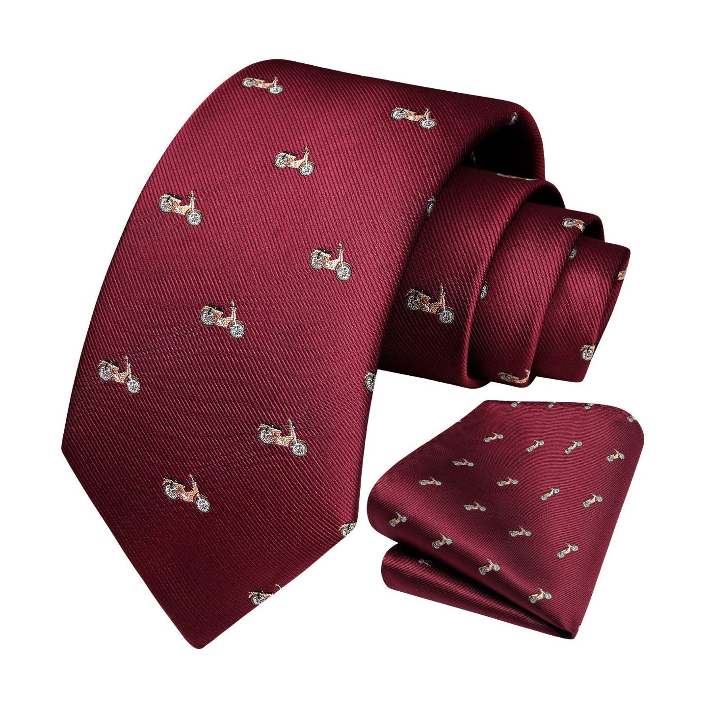 Hisdern Burgundy Pattern Print Men's Suit Tie Set