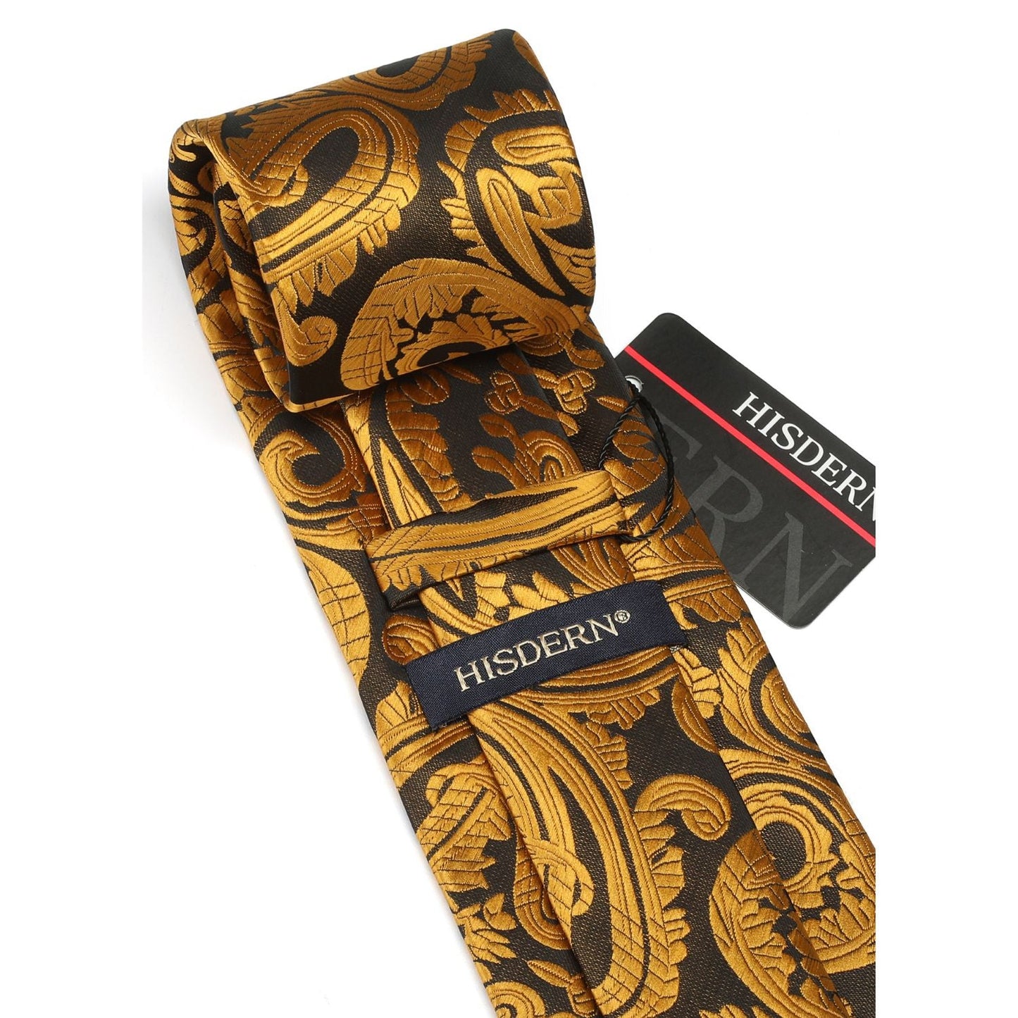 Hisdern Orange Black Purple Paisley Tie Set For Groomsmen