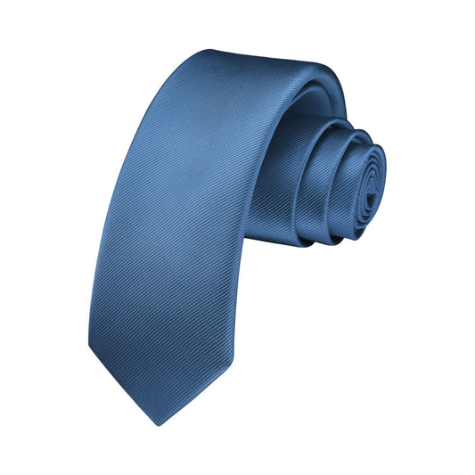 Hisdern Solid Print Skinny Tie Slim 2.4'' Formal Dusty Blue Wedding Tie
