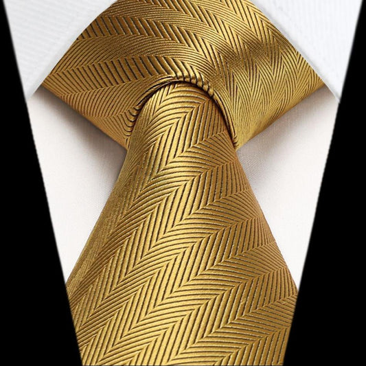 Hisdern Gold Stiped Wedding Business Tie Set