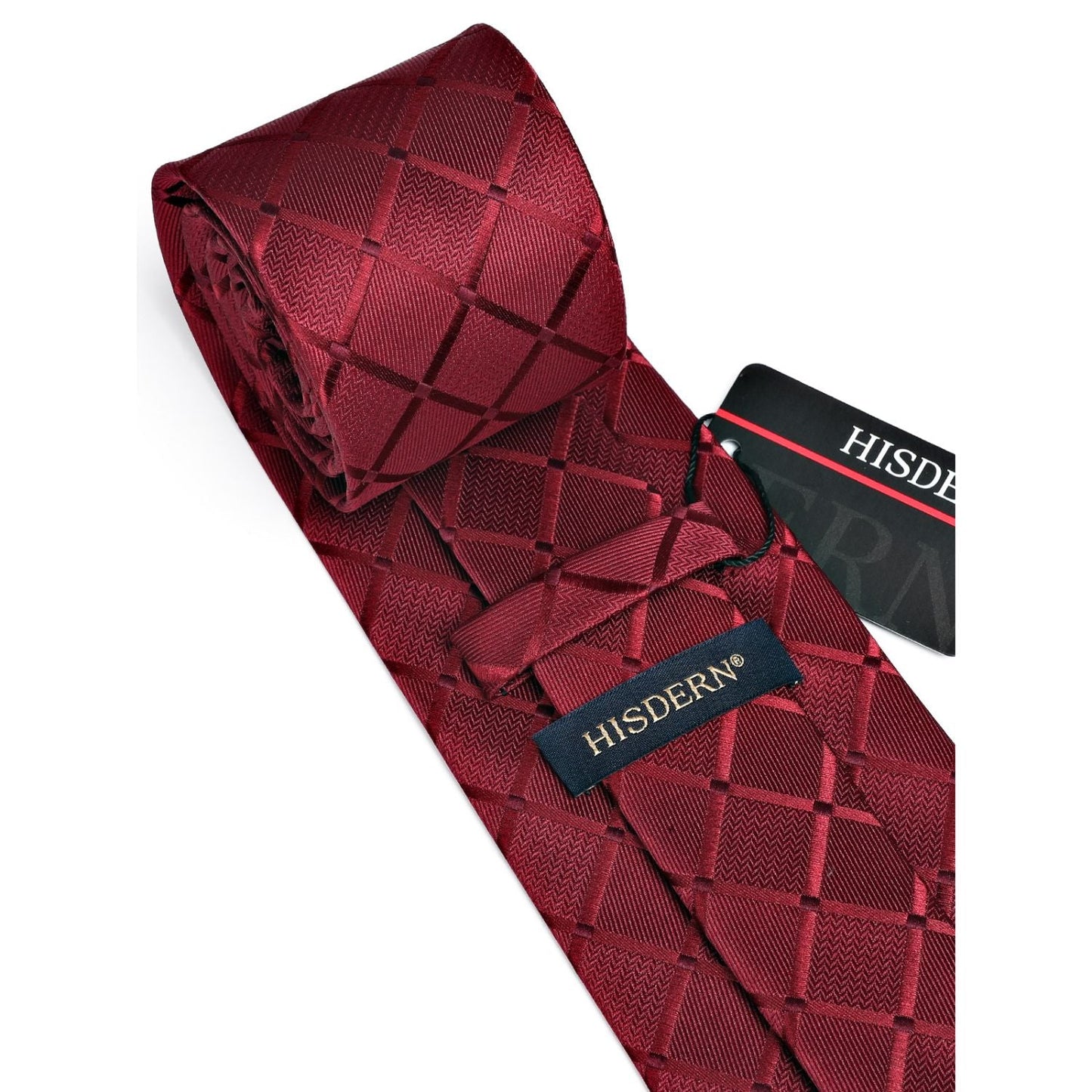 Hisdern Red Plaid Wedding Accessories Set