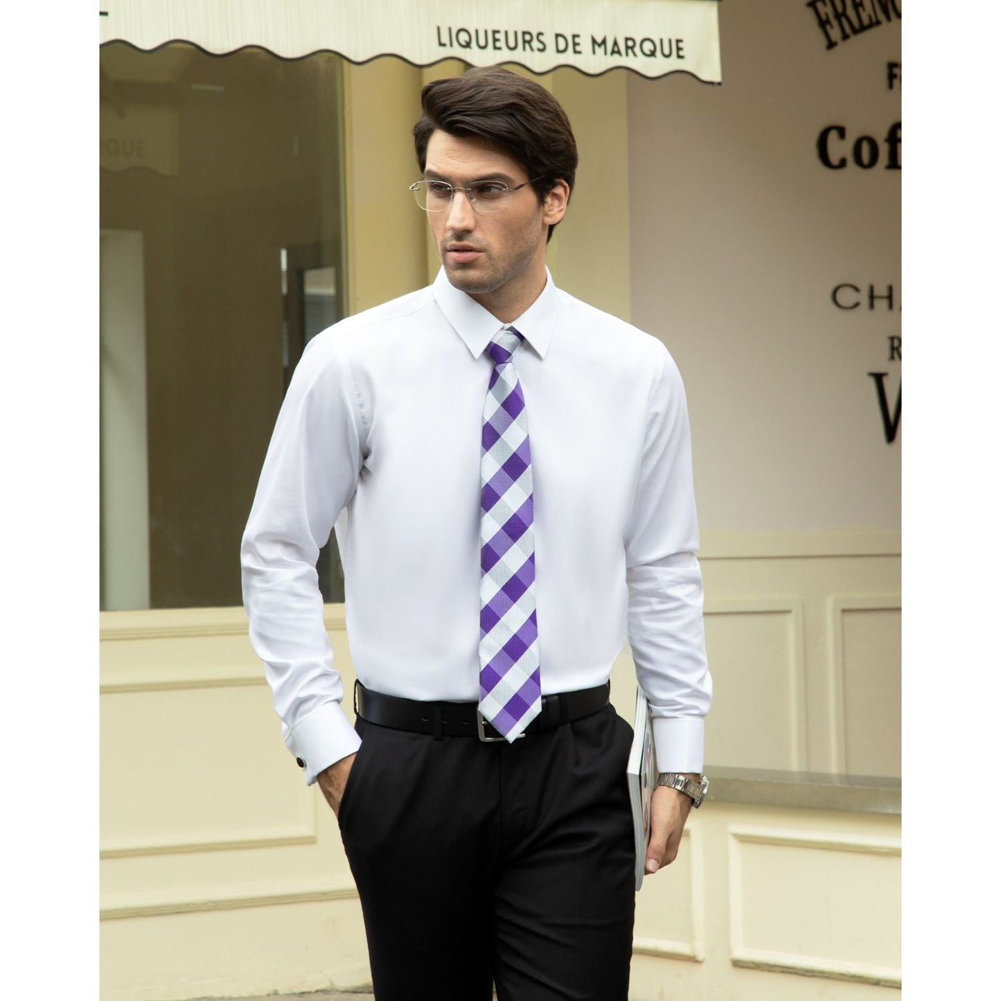 Hisdern Purple Plaid Wedding Accessories Set