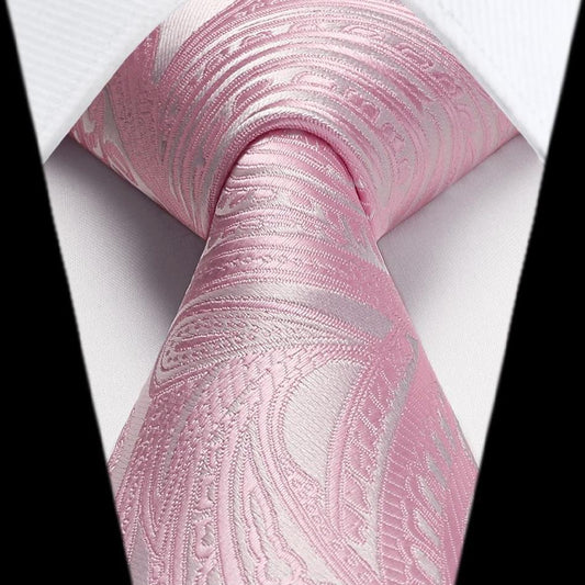 Hisdern Pink Paisley Tie Set For Groomsmen