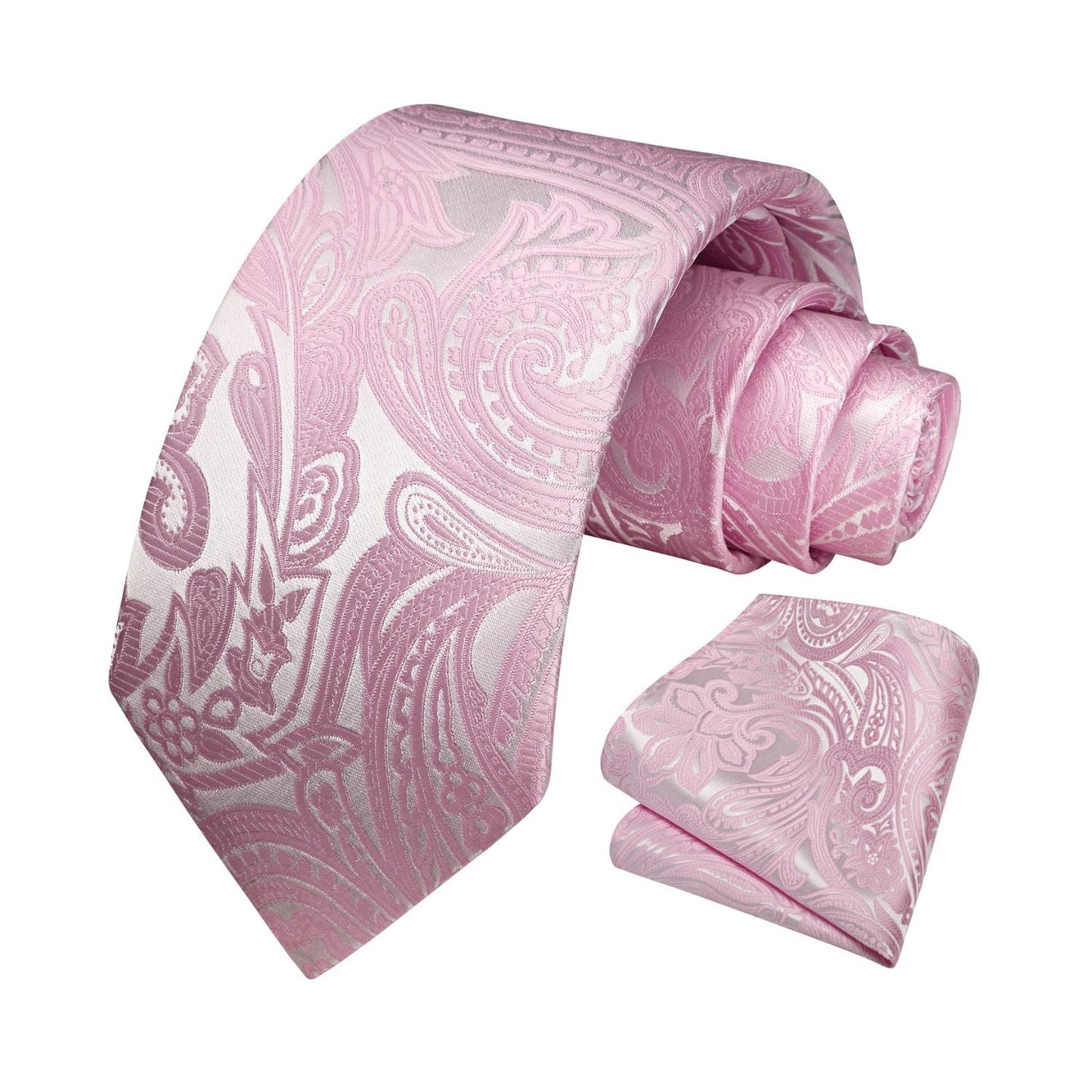 Hisdern Pink Paisley Tie Set For Groomsmen