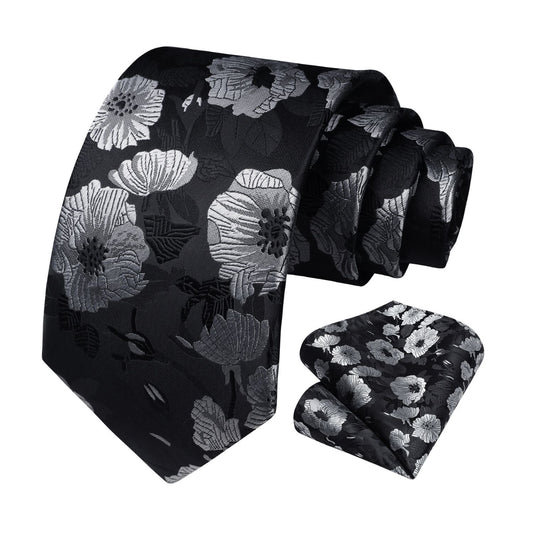 Hisdern Black Floral Wedding Accessories Set