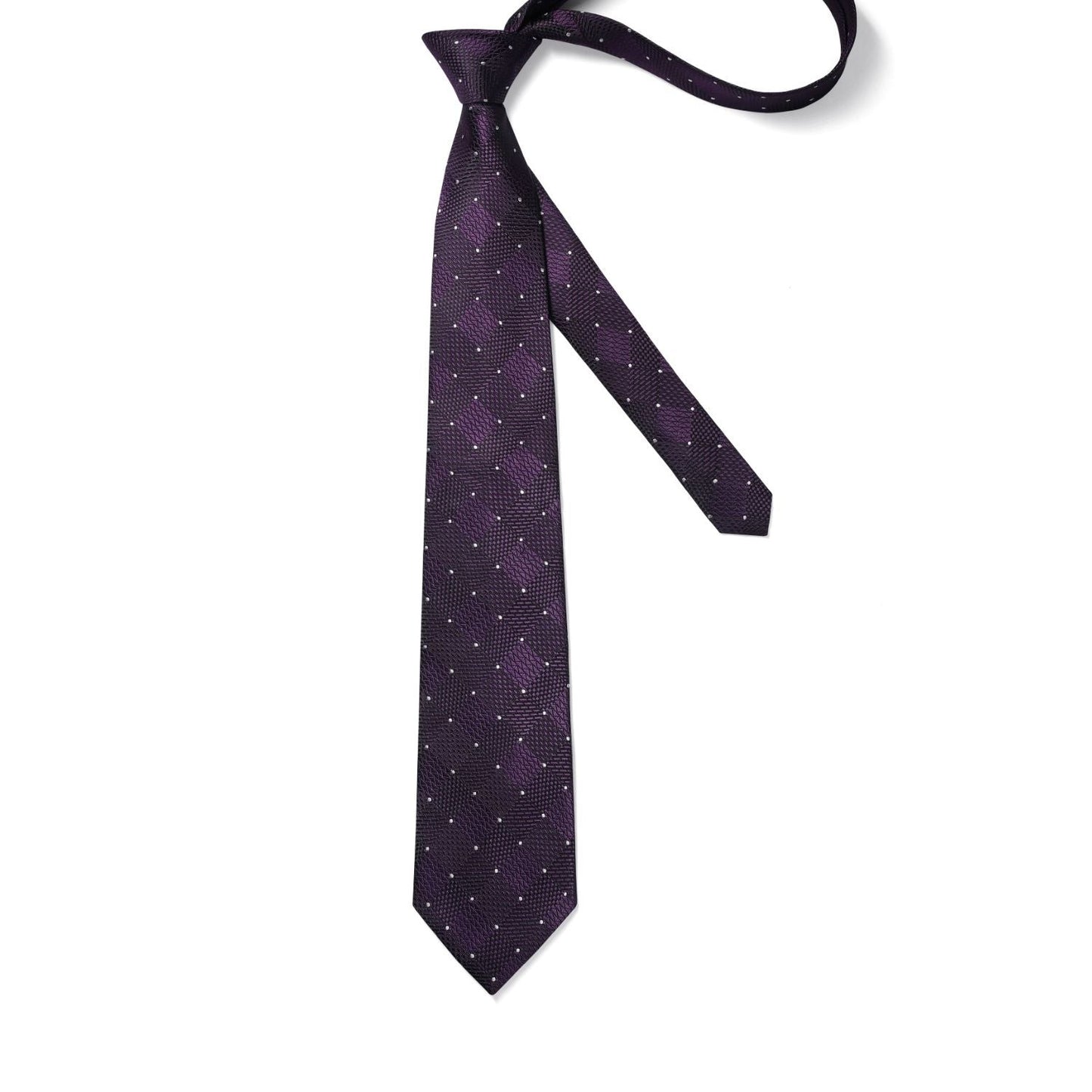 Hisdern Purple Plaid Tie Set For Groomsmen
