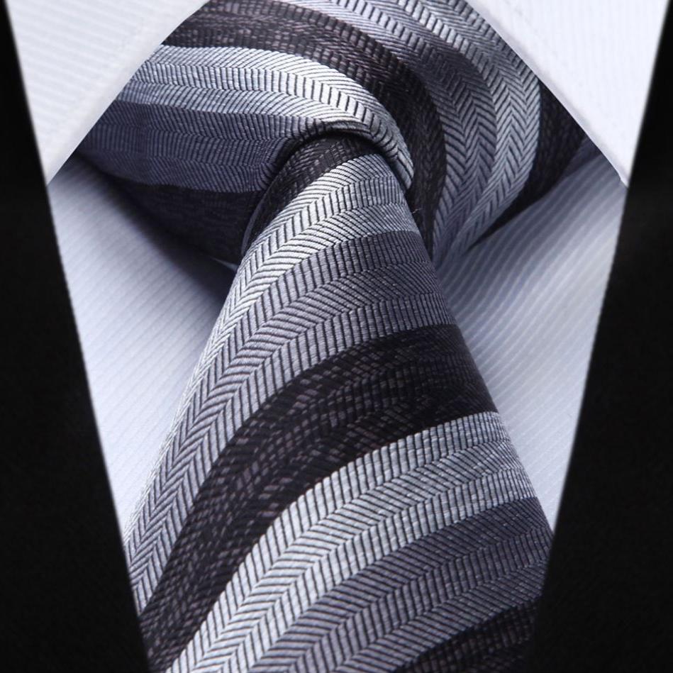 Hisdern Charcoal Grey Striped Business Tie Set