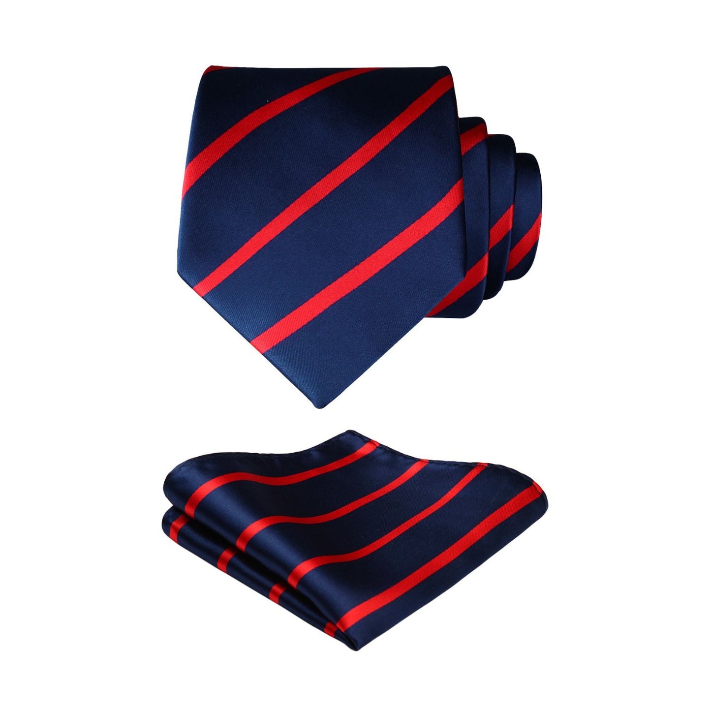 Hisdern Navy Blue Red Striped Business Tie Set