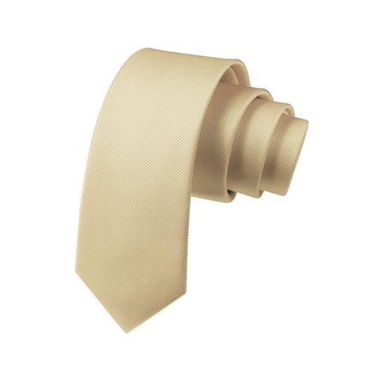 Hisdern Solid Print Skinny Tie Slim 2.4'' Formal Champagne Wedding Tie
