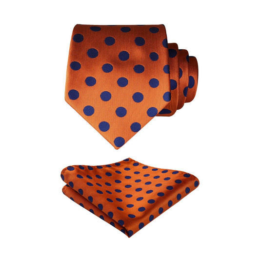 Hisdern Orange Polka Dot Tie Set For Groomsmen