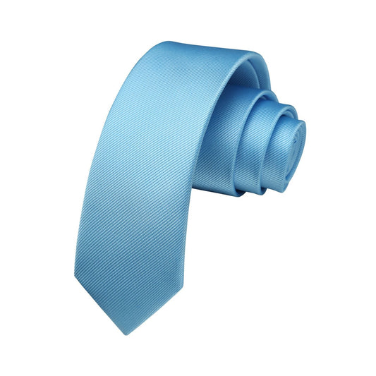 Hisdern Solid Print Skinny Tie Slim 2.4'' Formal Light Blue Wedding Tie