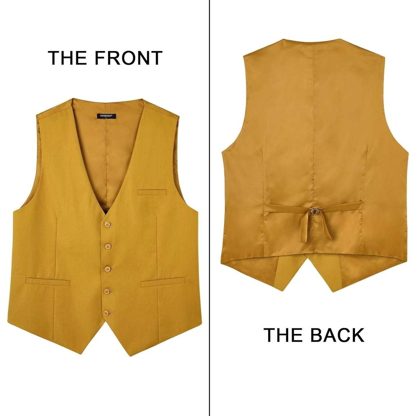 Hisdern Men's Gold Satin Suit Vest Formal Wear