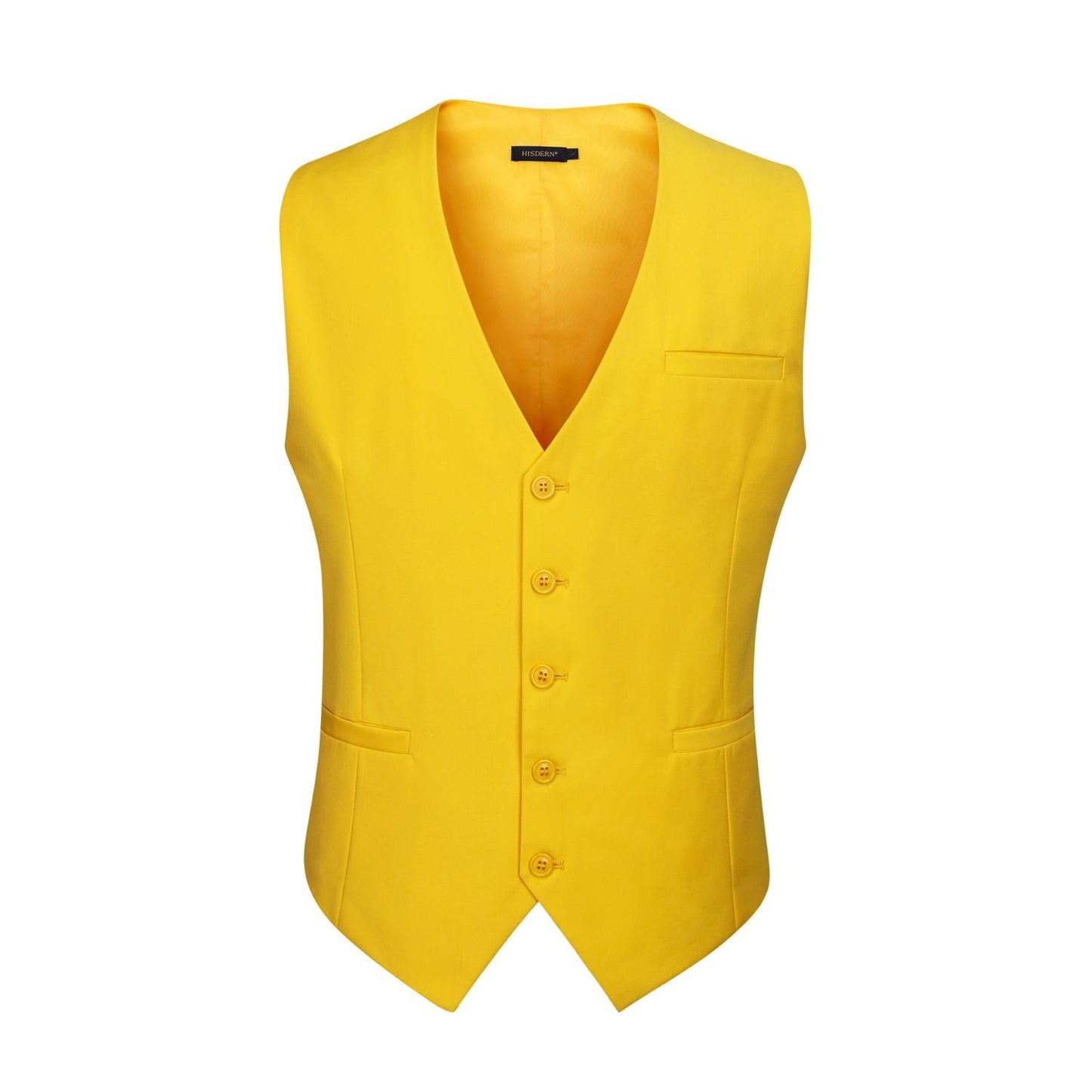 Hisdern Men's Yellow Satin Suit Vest Formal Wear