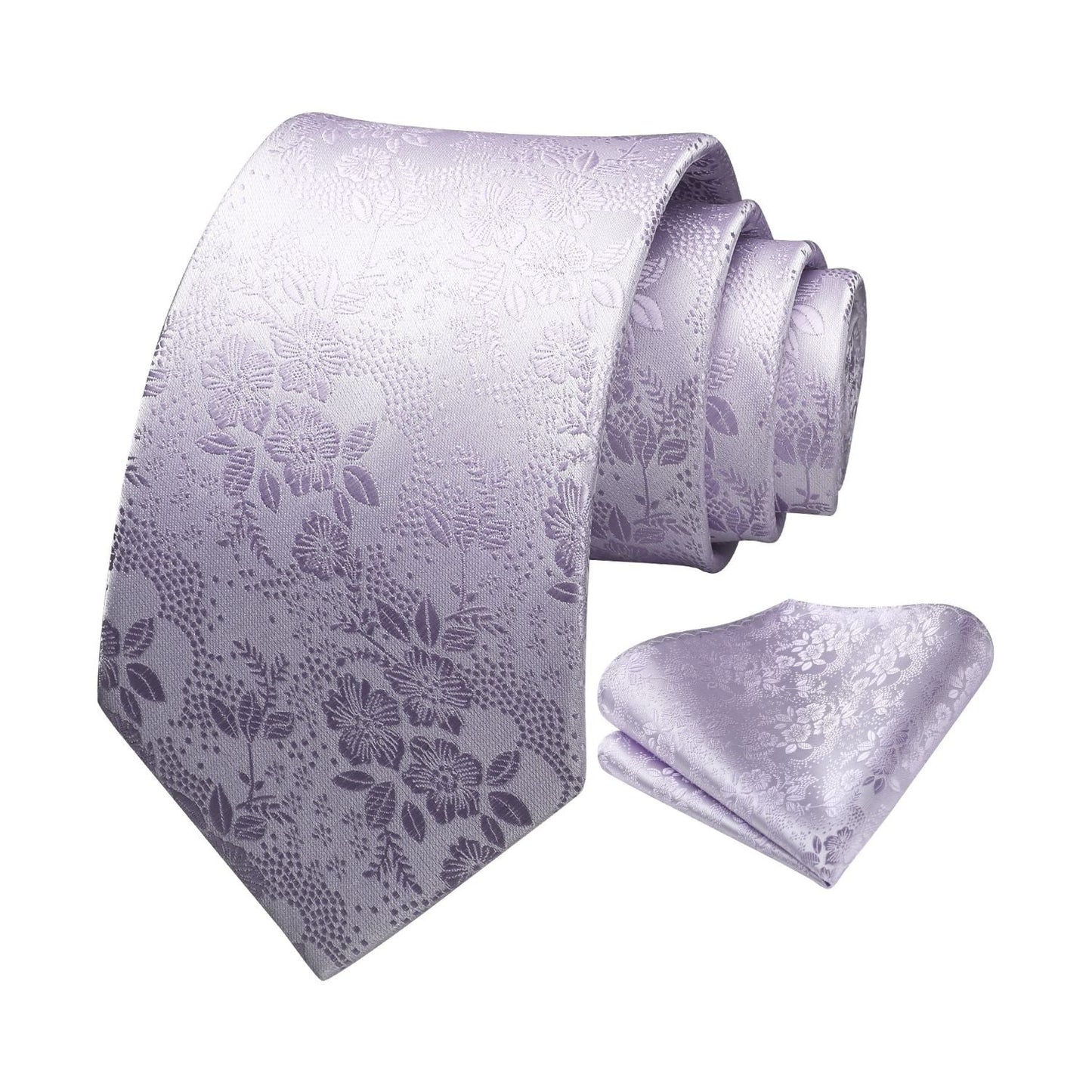 Hisdern Purple Floral Tie Set – Floral Tie & Pocket Square