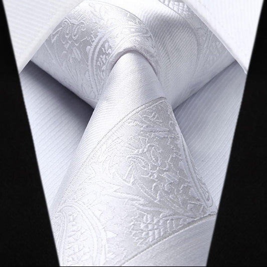 Hisdern White Paisley Tie Set For Groomsmen