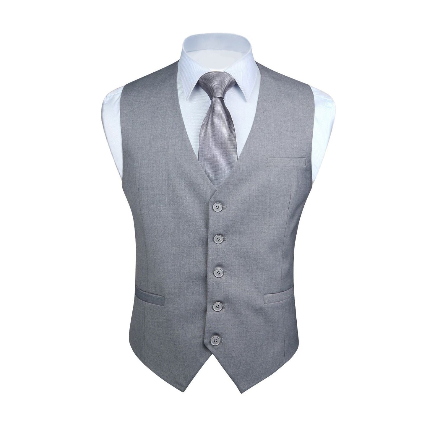 Hisdern Light Grey Satin Vest - Elegant Wear for Office