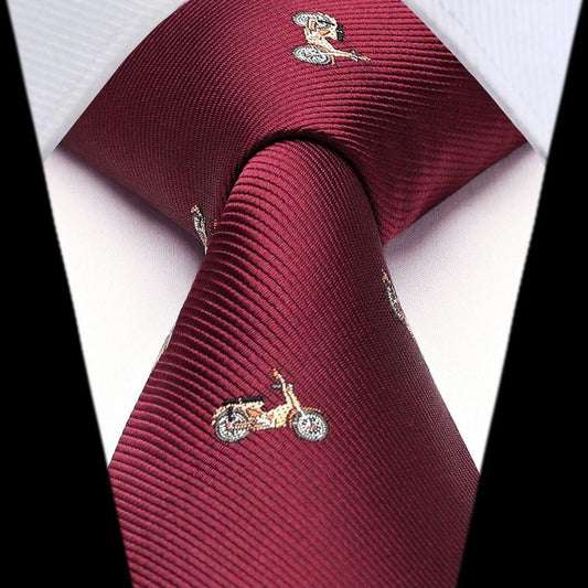 Hisdern Burgundy Pattern Print Men's Suit Tie Set