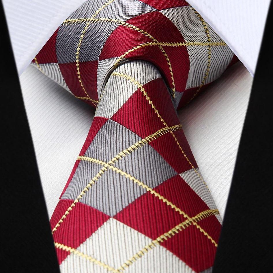 Hisdern Red Plaid Tie Set For Groomsmen