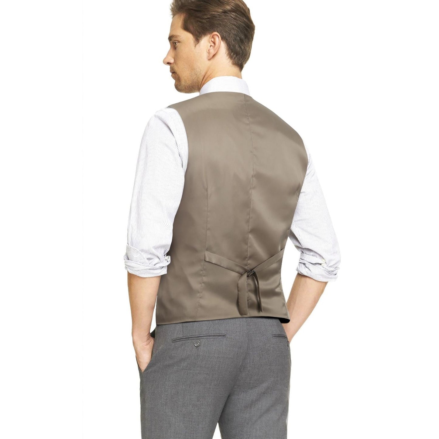 Hisdern Men's Brown Wedding Vest For Skinny Guys