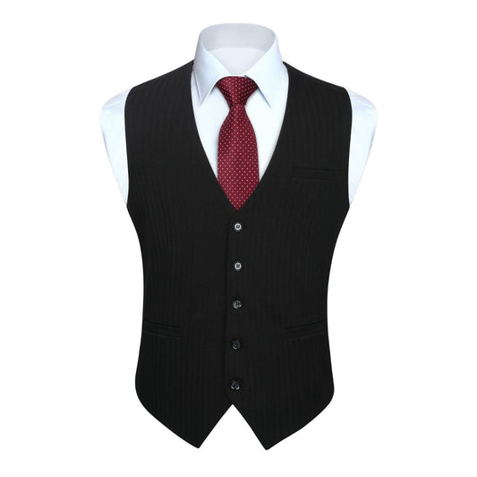 Hisdern Men's Black Satin Suit Vest Formal Wear