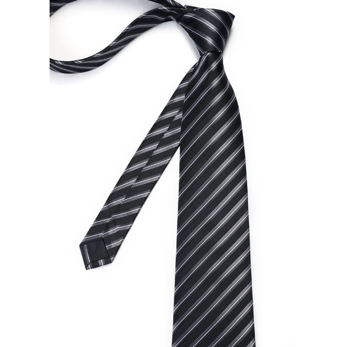 Hisdern Black Striped Dinner Accessories Set with Cufflinks