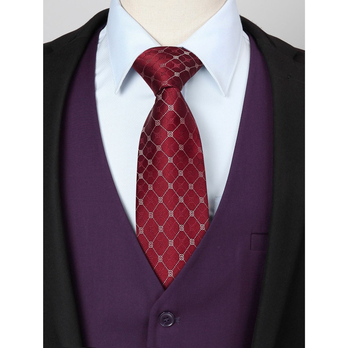Hisdern Men's Purple Satin Suit Vest Formal Wear