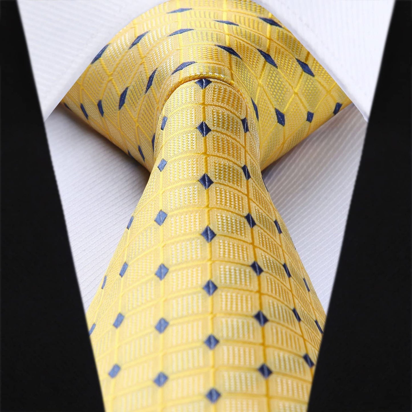 Hisdern Yellow Plaid Tie Set For Groomsmen