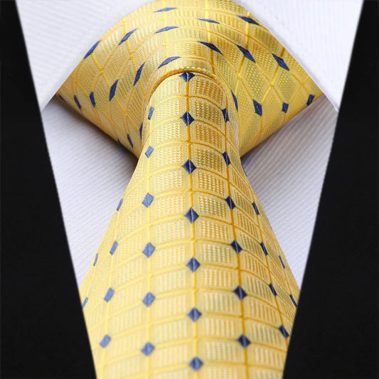 Hisdern Yellow Plaid Tie Set For Groomsmen