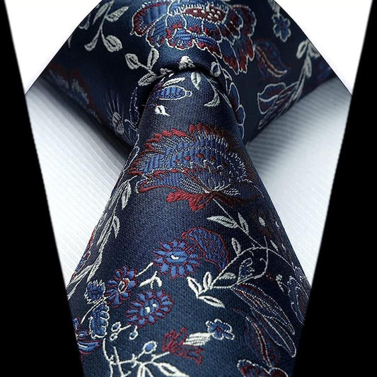 Hisdern Navy Blue Floral Wedding Accessories Set