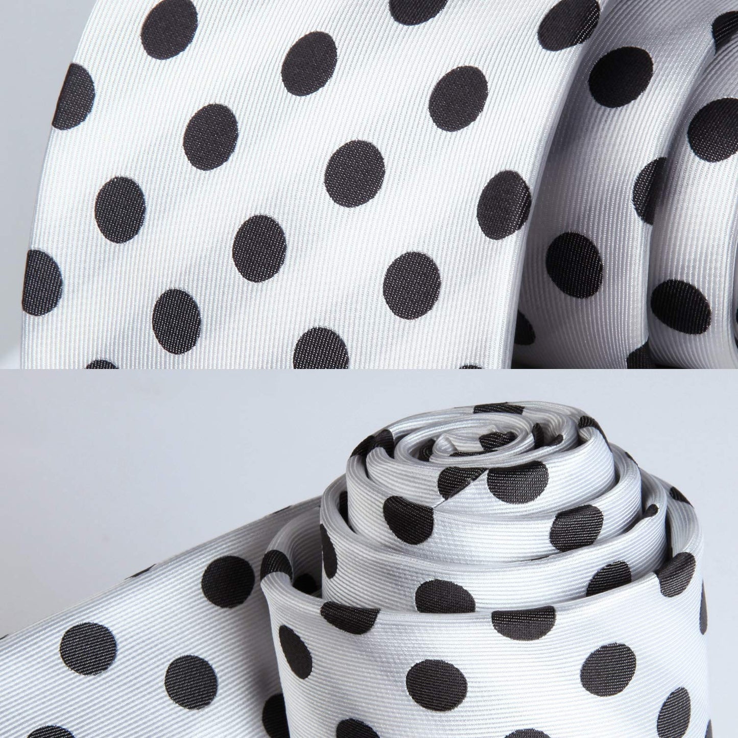 Hisdern White Polka Dot Print Tie Set For Formal Events