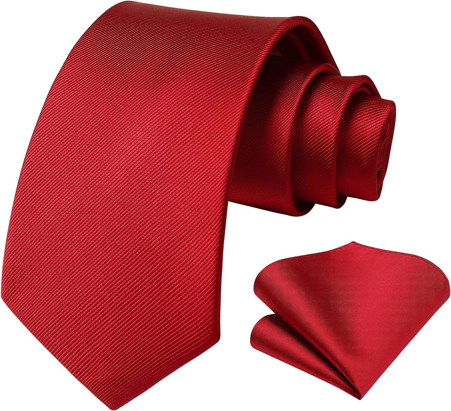 Hisdern Red Solid Men’s Tie Set for Formal & Wedding