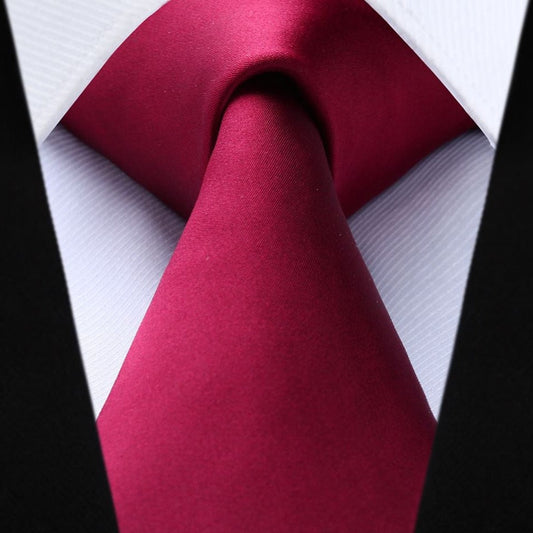 Hisdern Red Solid Men’s Tie Set for Formal & Wedding
