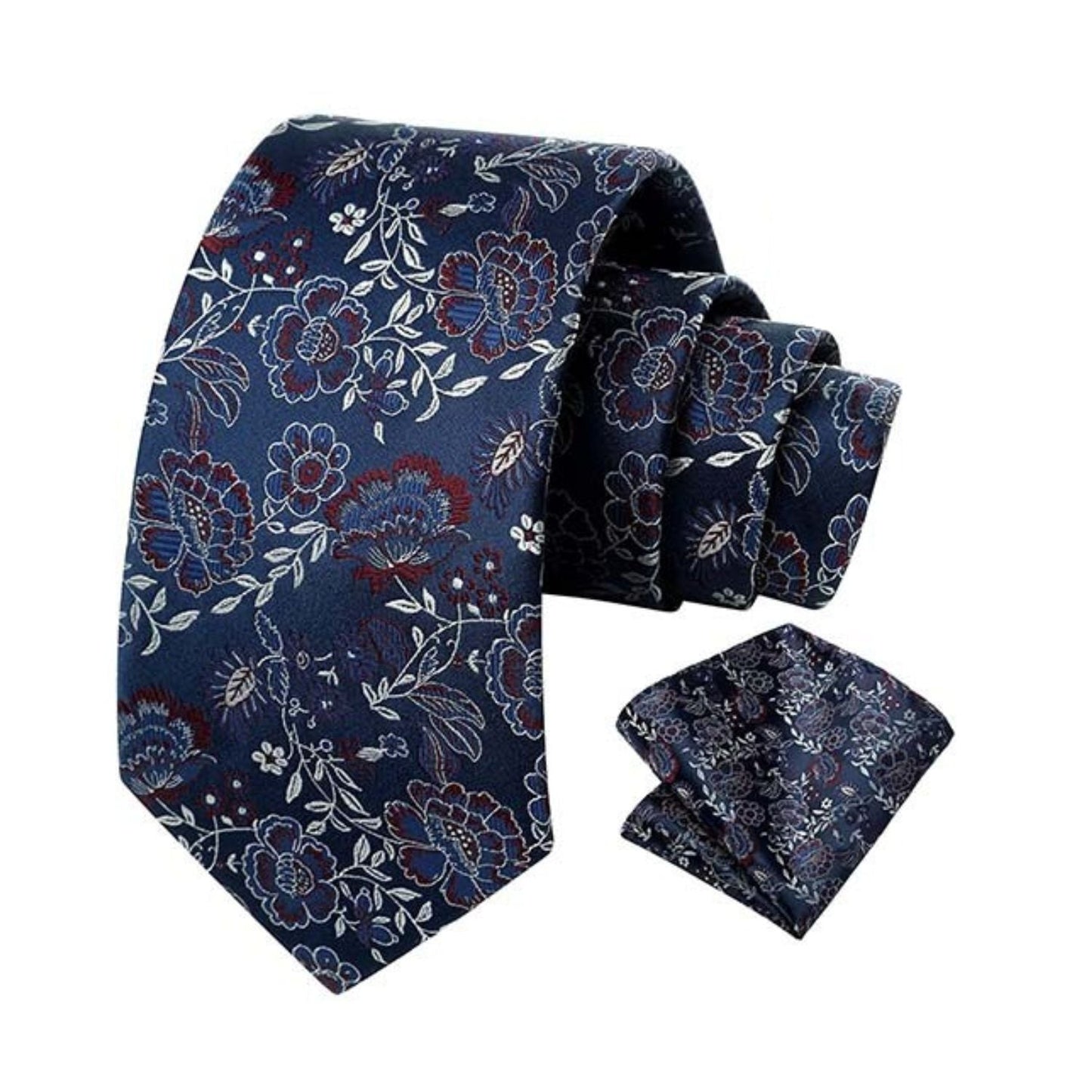 Hisdern Navy Blue Floral Wedding Accessories Set