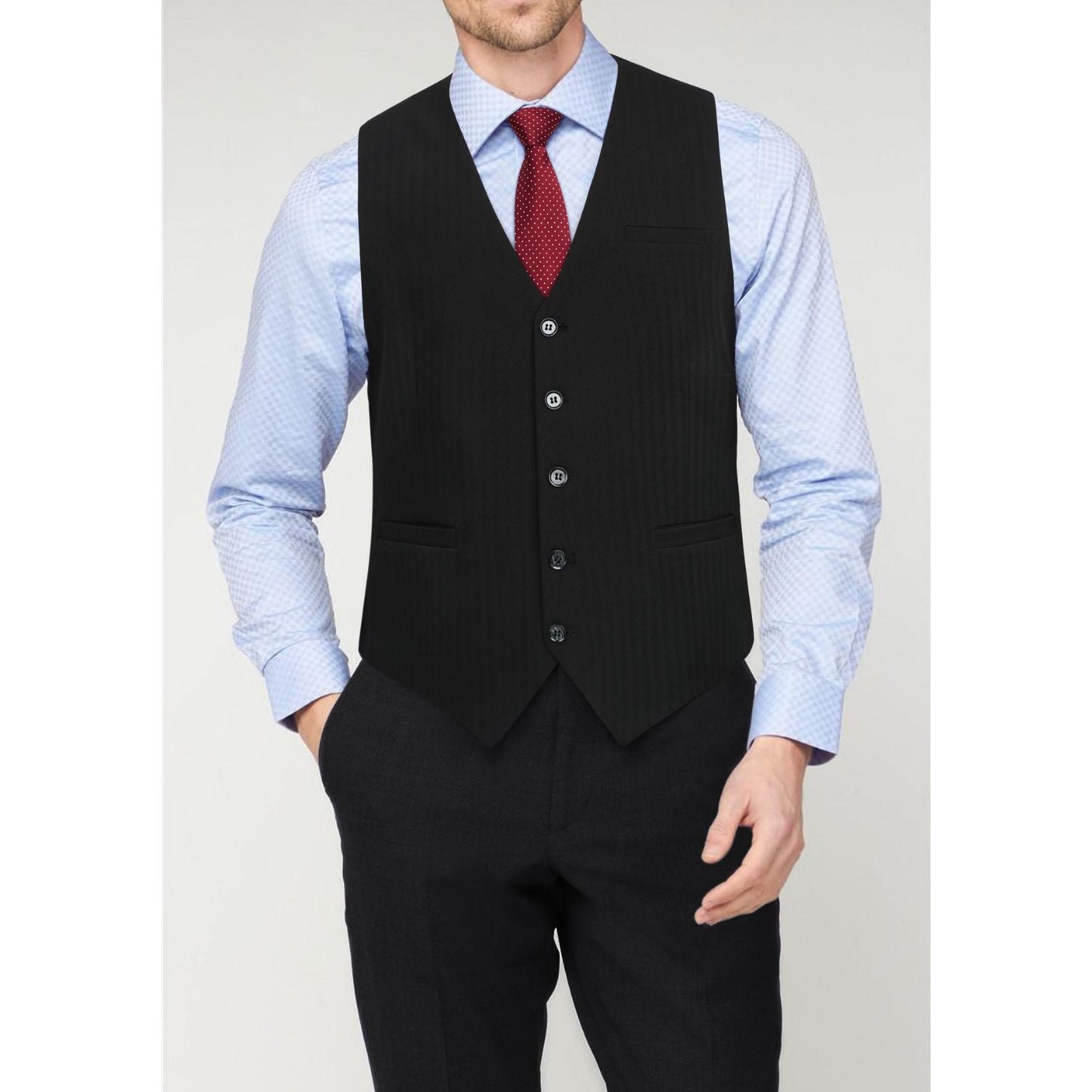 Hisdern Men's Black Satin Suit Vest Formal Wear