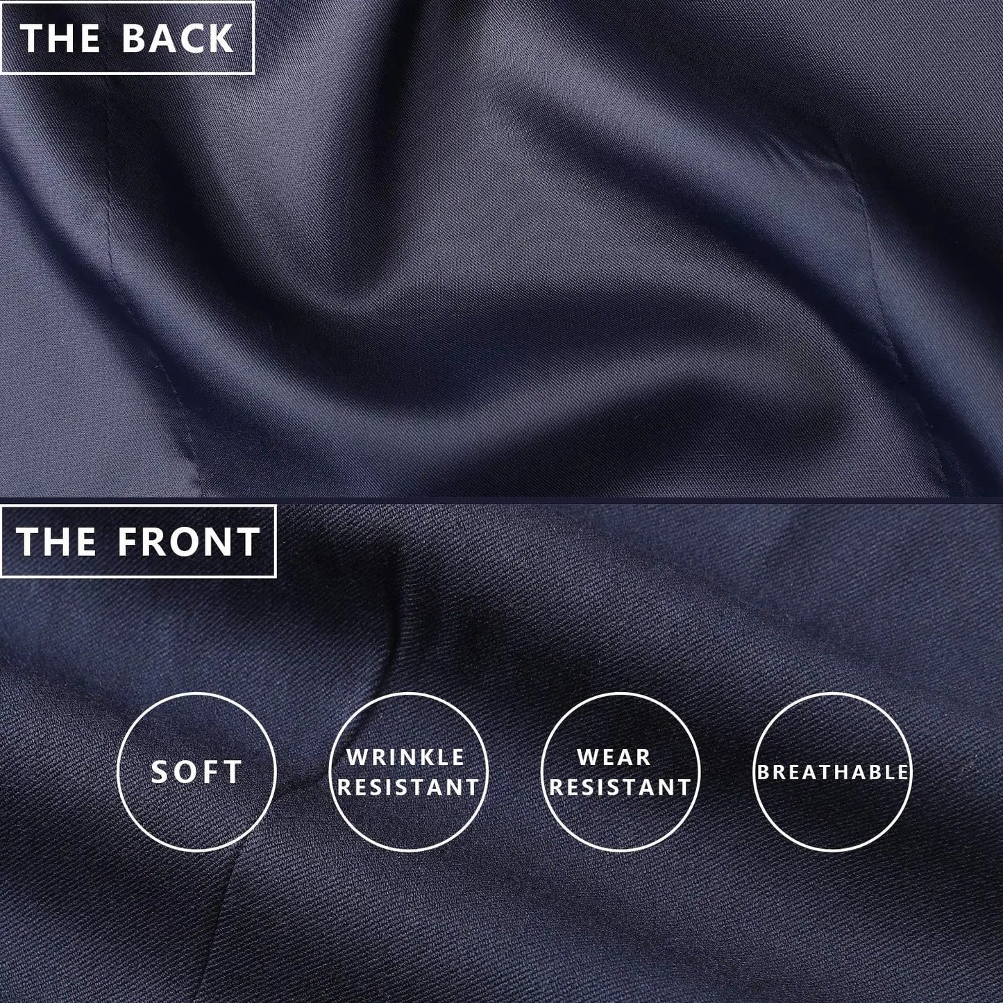 Hisdern Men's Navy Blue Satin Suit Vest Formal Wear
