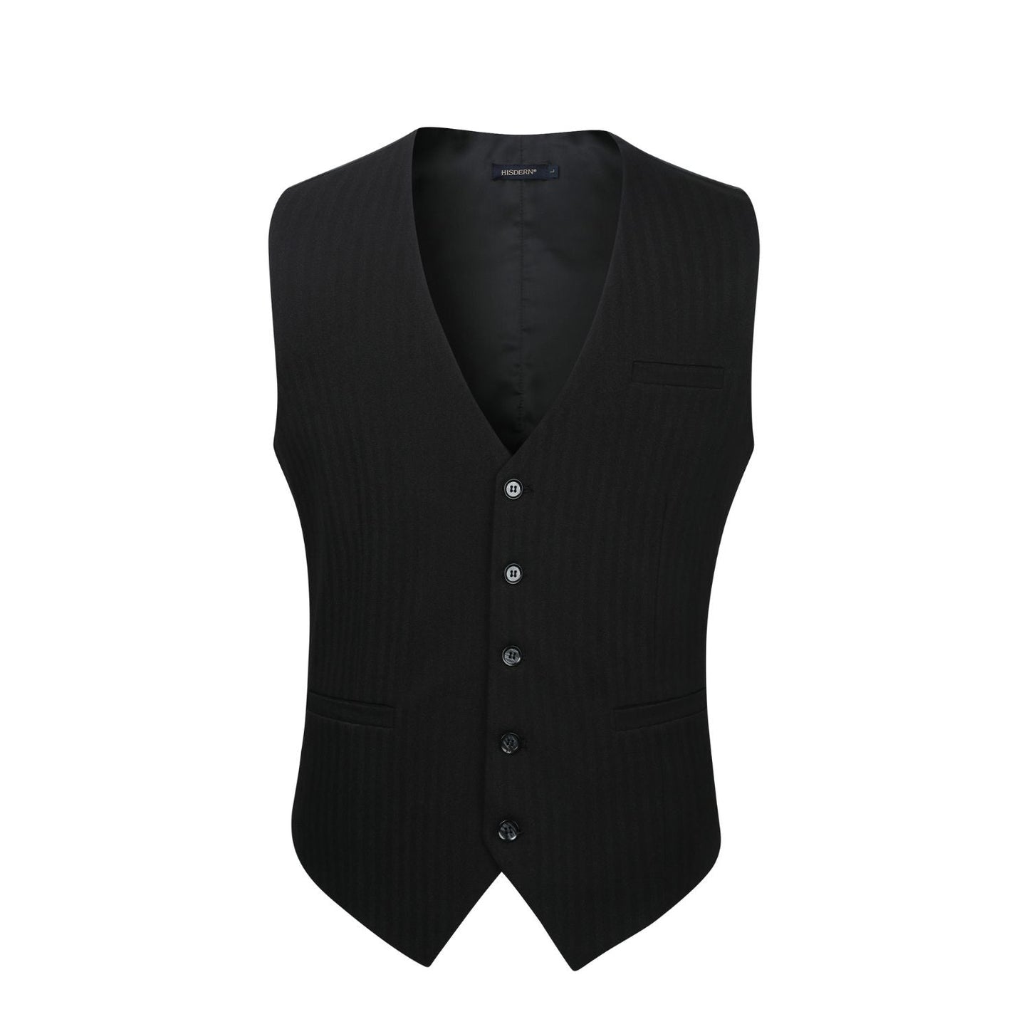 Hisdern Men's Black Satin Suit Vest Formal Wear