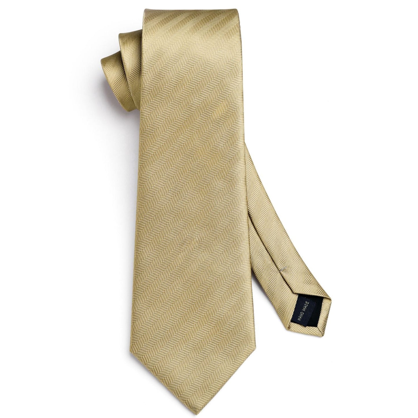 Hisdern Champagne Gold Plaid Wedding Business Tie Set
