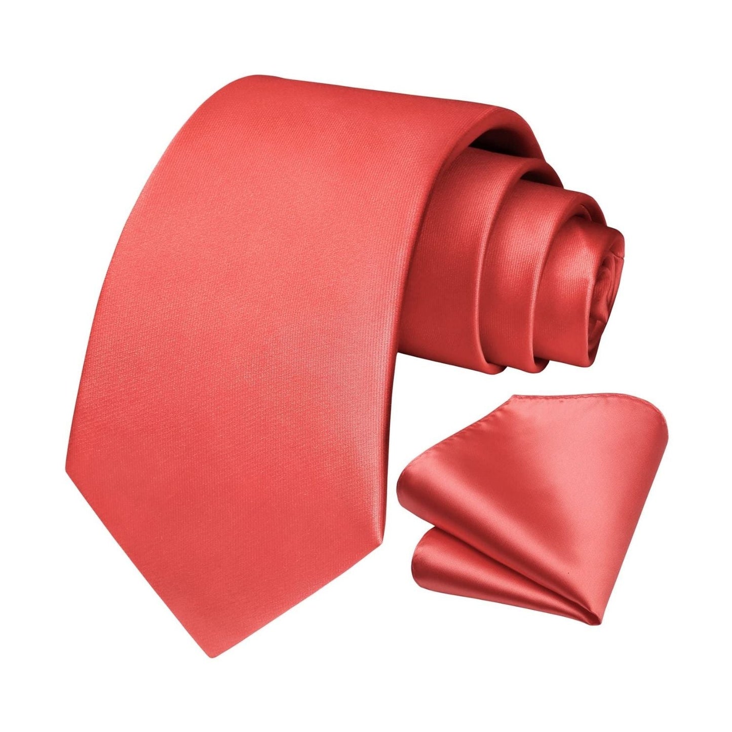 Hisdern Hot Pink Solid Men’s Tie Set for Formal & Wedding