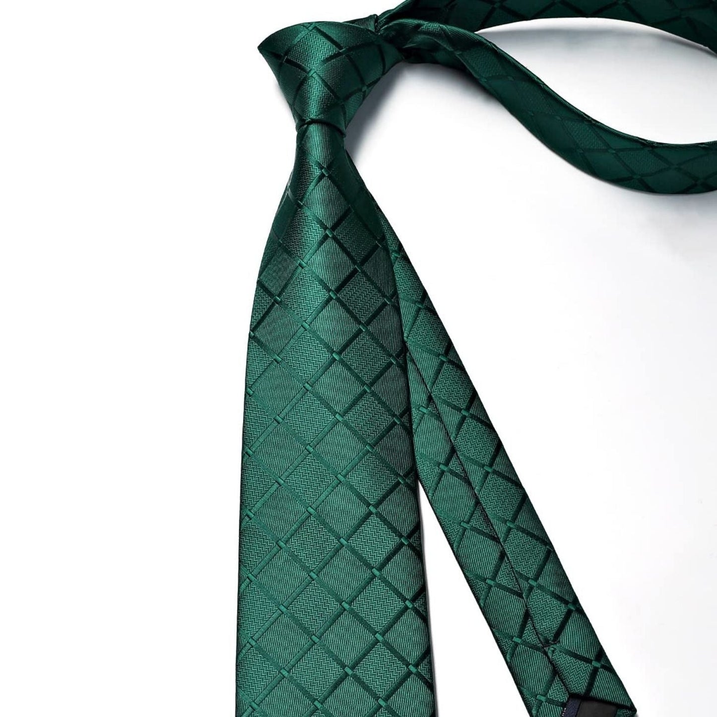 Hisdern Dark Green Plaid Wedding Accessories Set With Clip