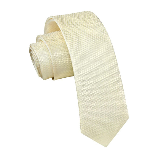 Hisdern Houndstooth Print Skinny Tie Slim 2.17'' Formal Champagne Wedding Tie
