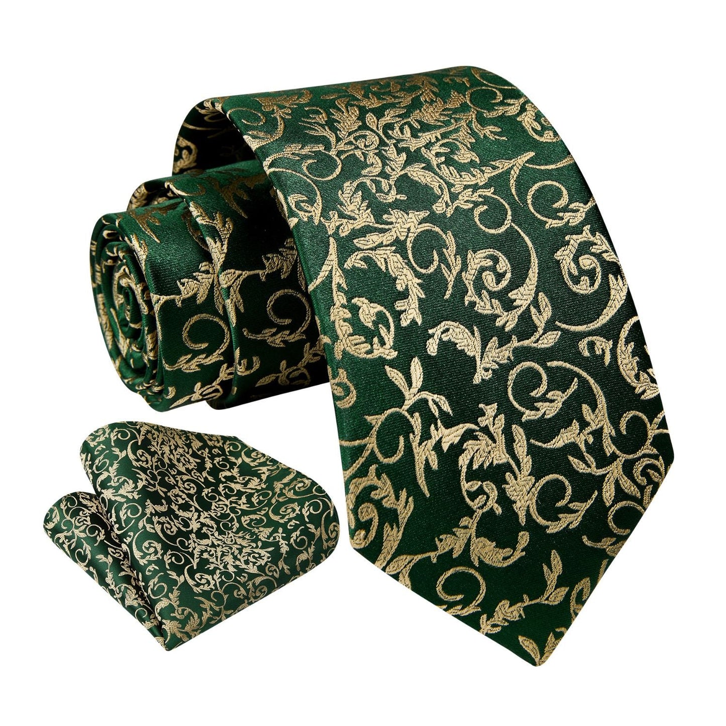Hisdern Green Paisley Tie Set For Formal Wear