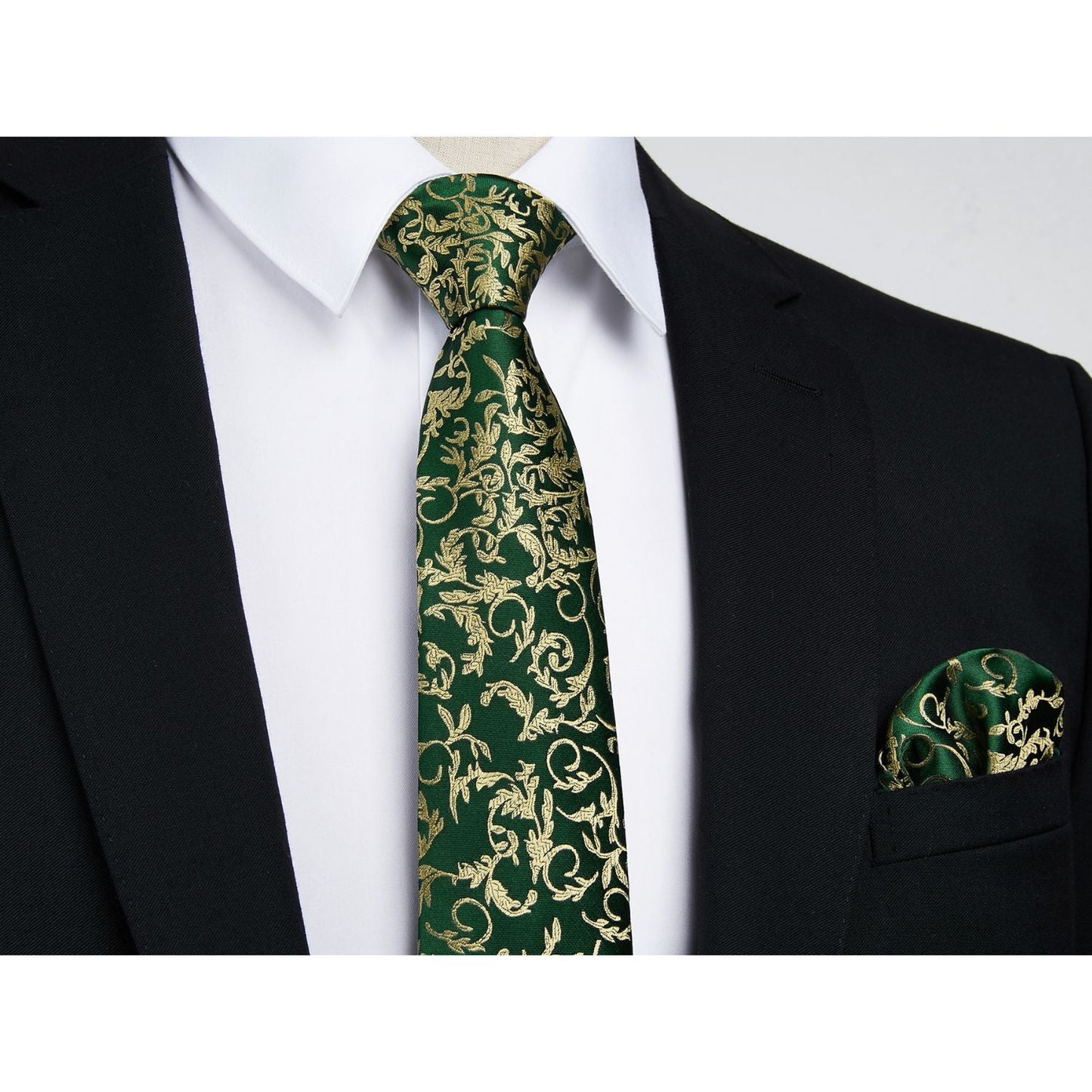 Hisdern Green Paisley Tie Set For Formal Wear