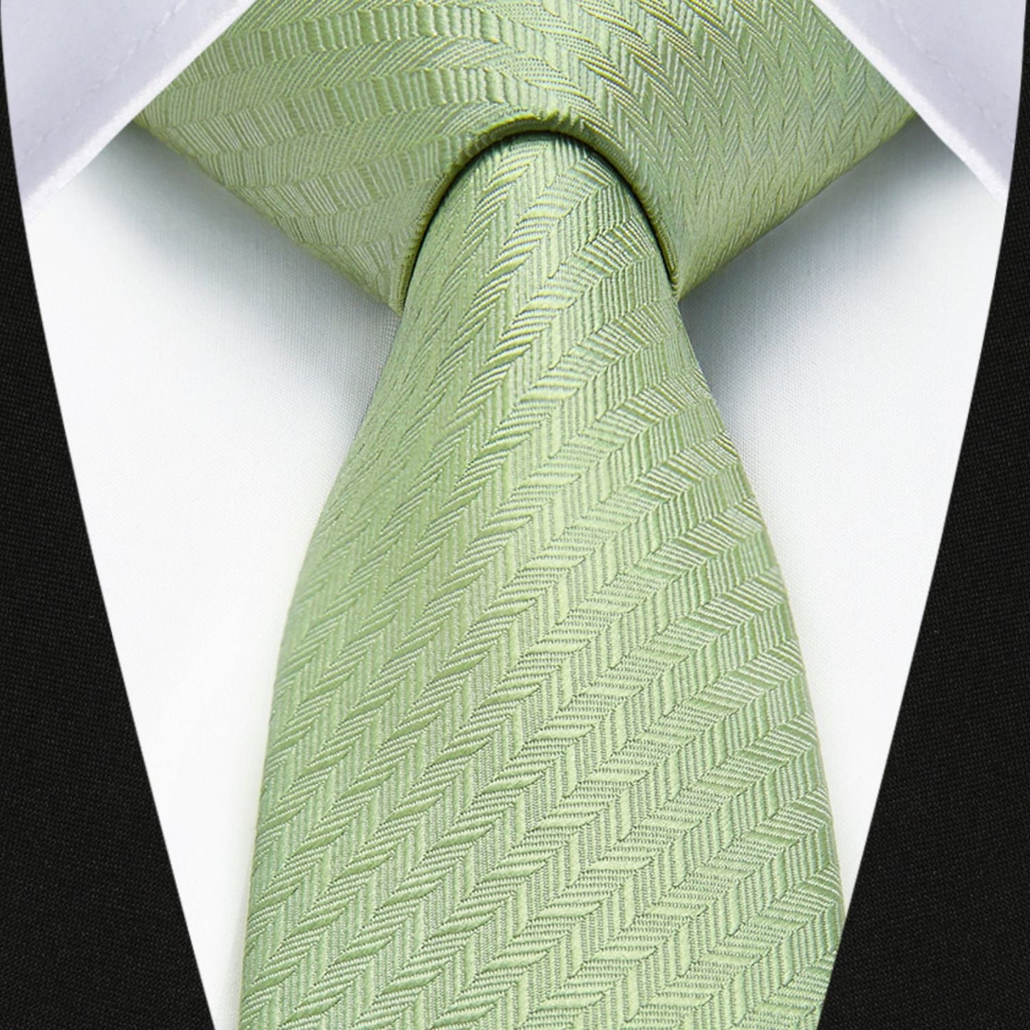 Hisdern Houndstooth Print Skinny Tie Slim 2.17'' Formal Sage Green Wedding Tie