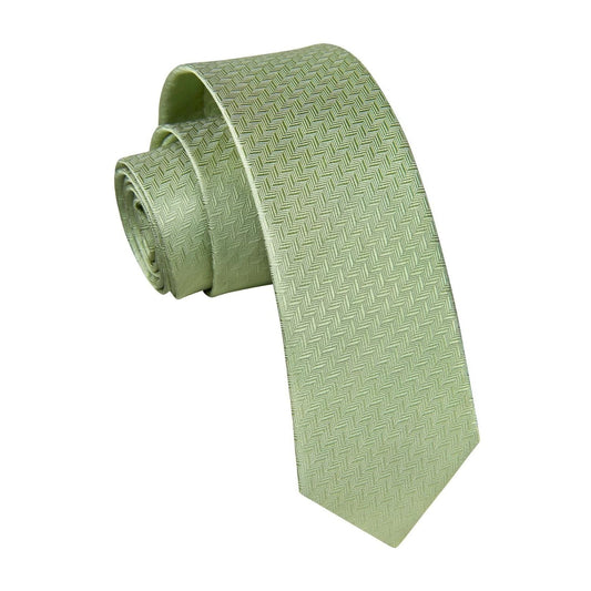 Hisdern Houndstooth Print Skinny Tie Slim 2.17'' Formal Sage Green Wedding Tie