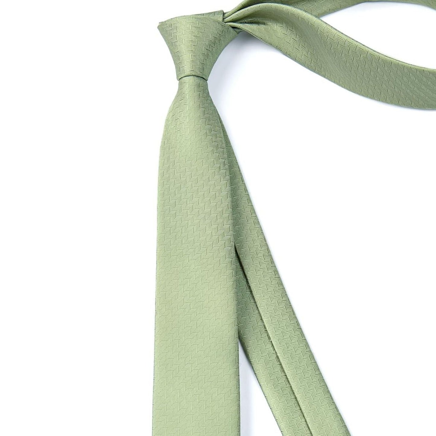 Hisdern Houndstooth Print Skinny Tie Slim 2.17'' Formal Sage Green Wedding Tie