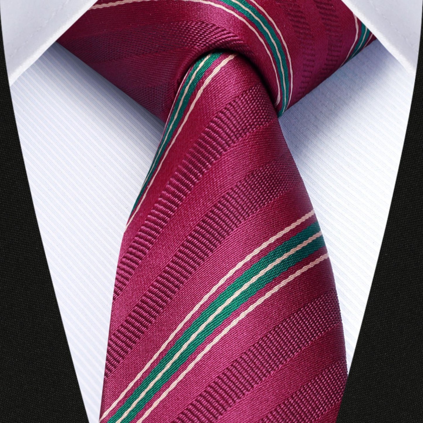 Hisdern Striped Print Skinny Tie Slim 2.17'' Formal Burgundy Wedding Tie