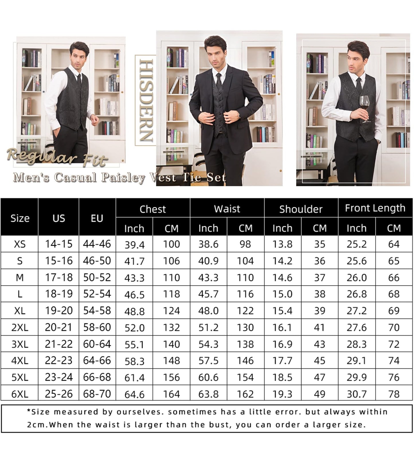 Hisdern Gothic Men's Formal Vest Navy Blue Lapel Party Coat