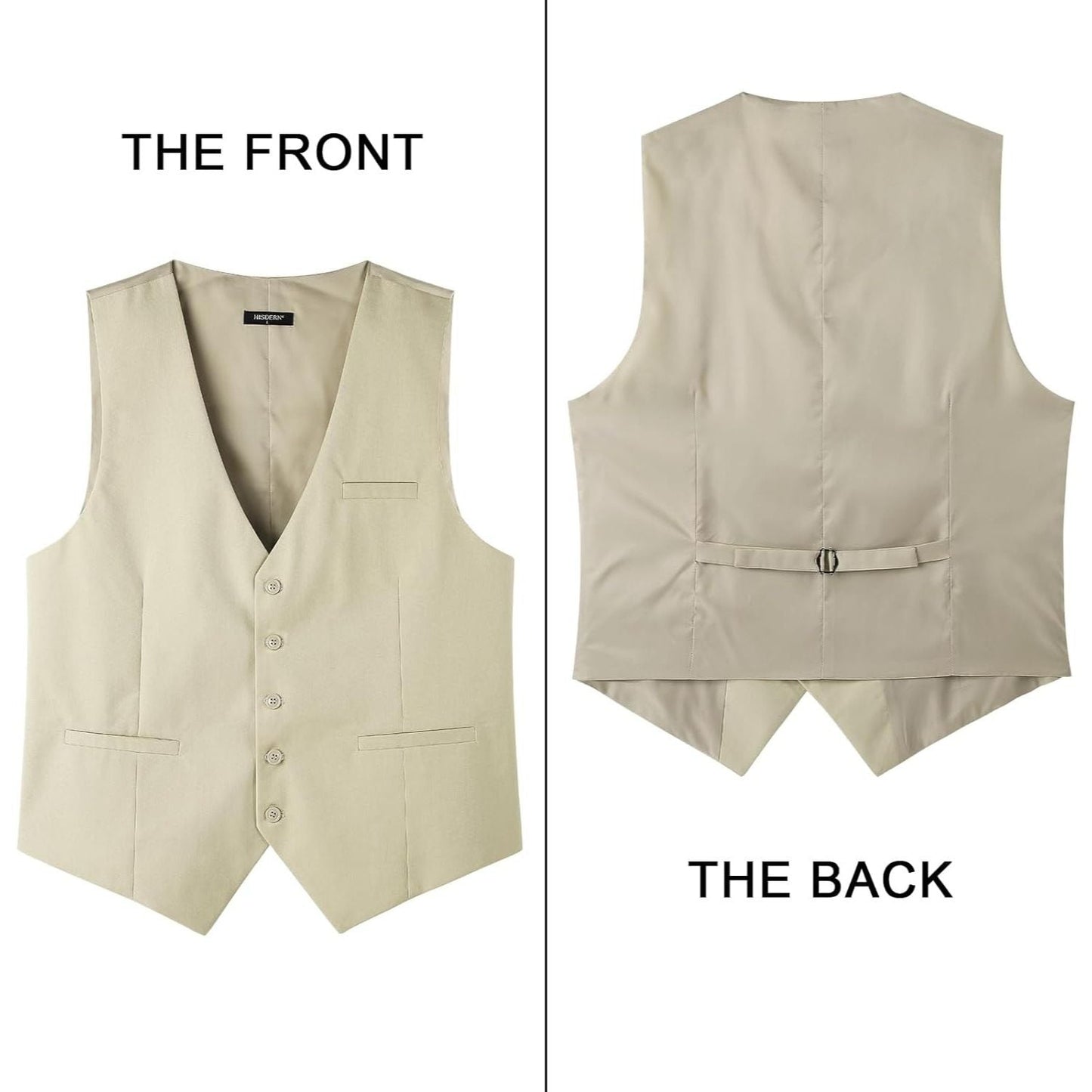 Hisdern Men's Beige Satin Suit Vest Formal Wear
