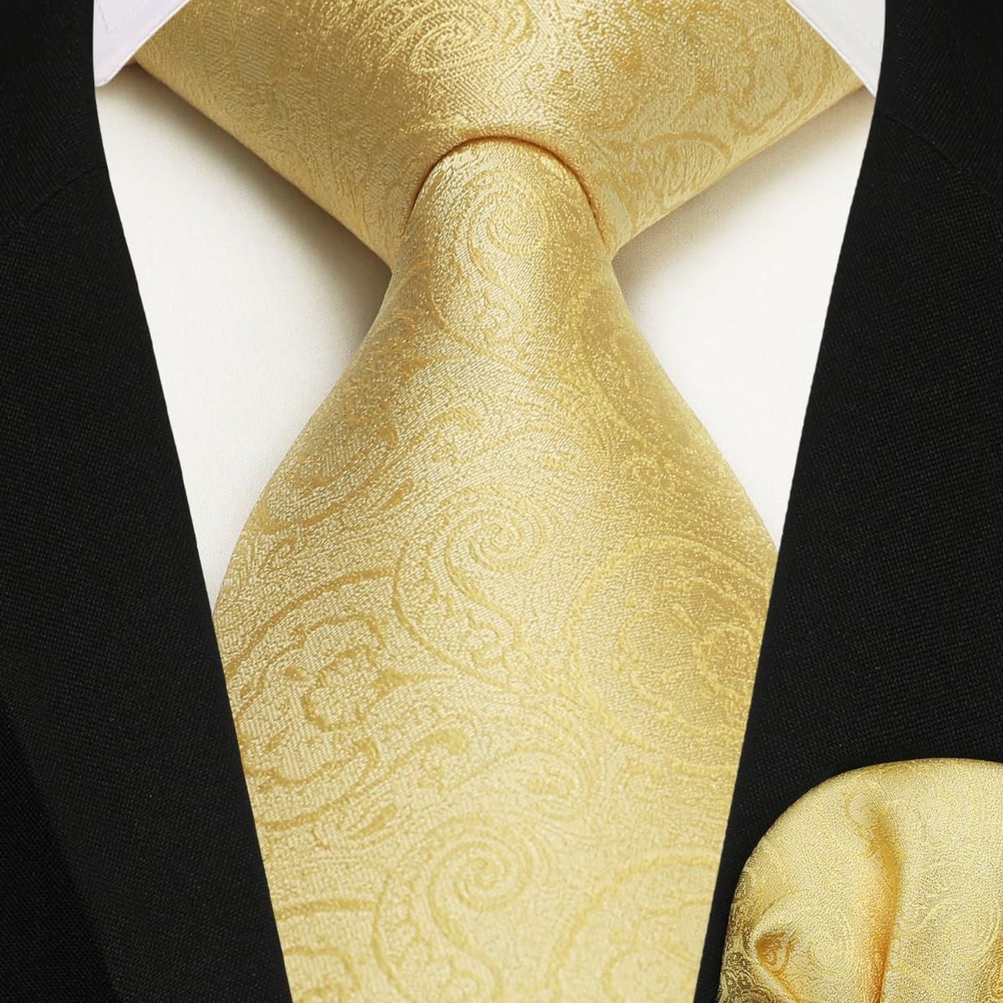 Hisdern Men's Yellow Floral Vest Tie Set For Weddings